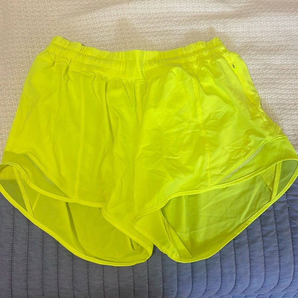 Neon yellow lululemon shorts